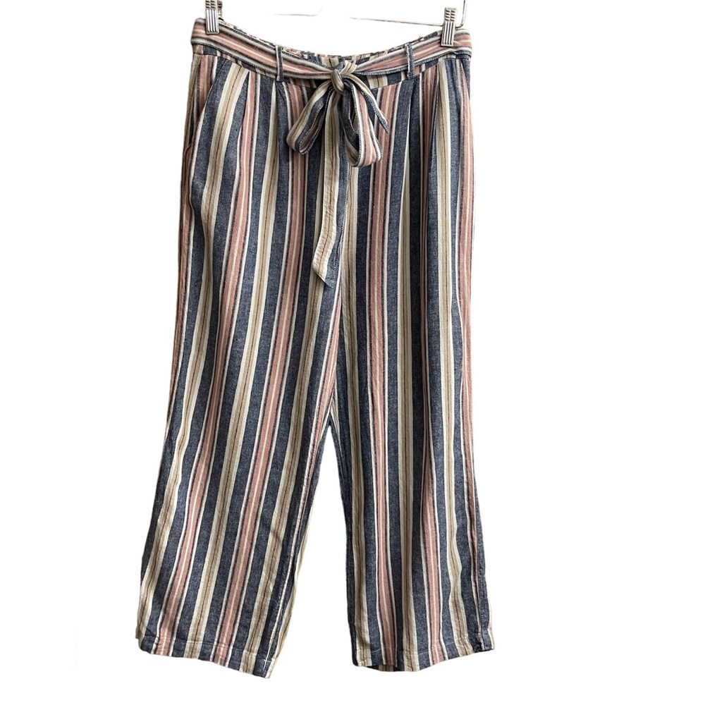 Dex Multi Coloured Striped High Waisted Self Tie Pants Size Small